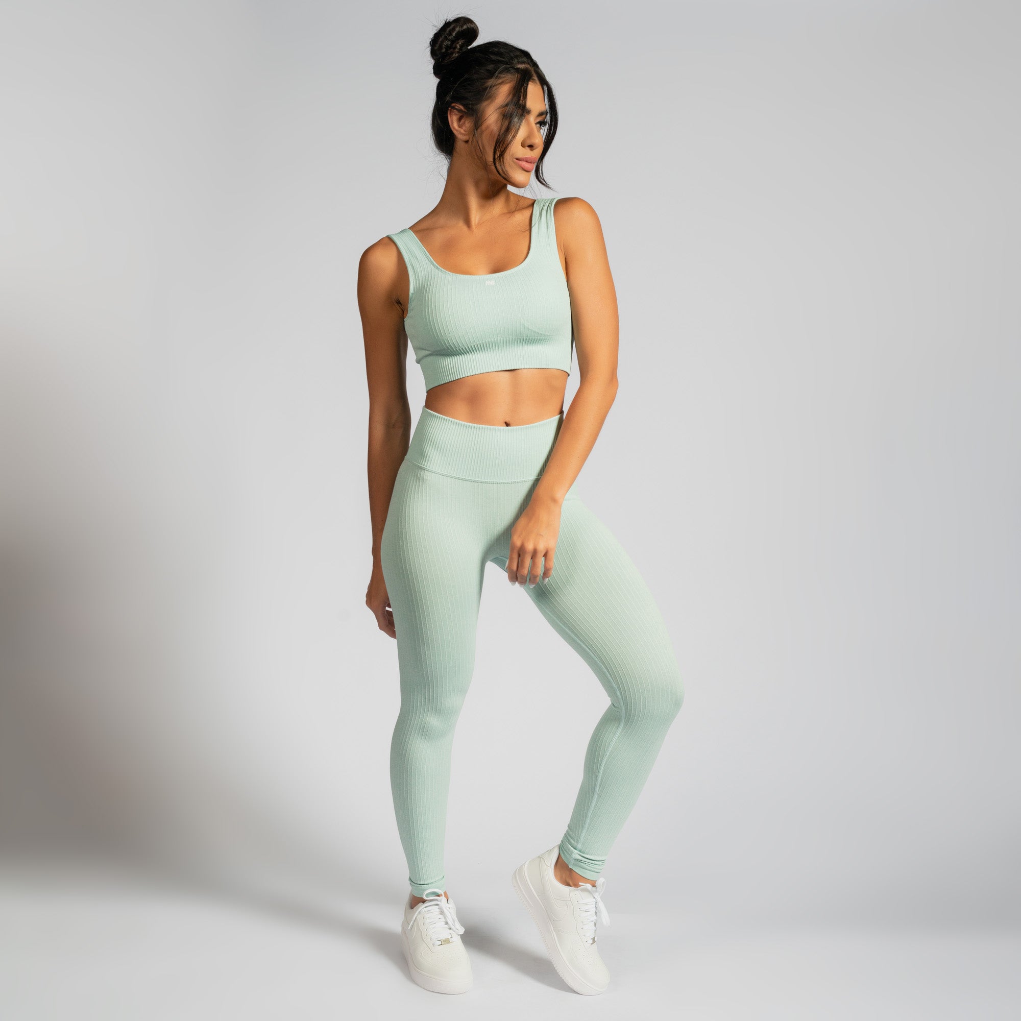 Nazzar Fit Seamless Ribbed Green Fitness Leggings