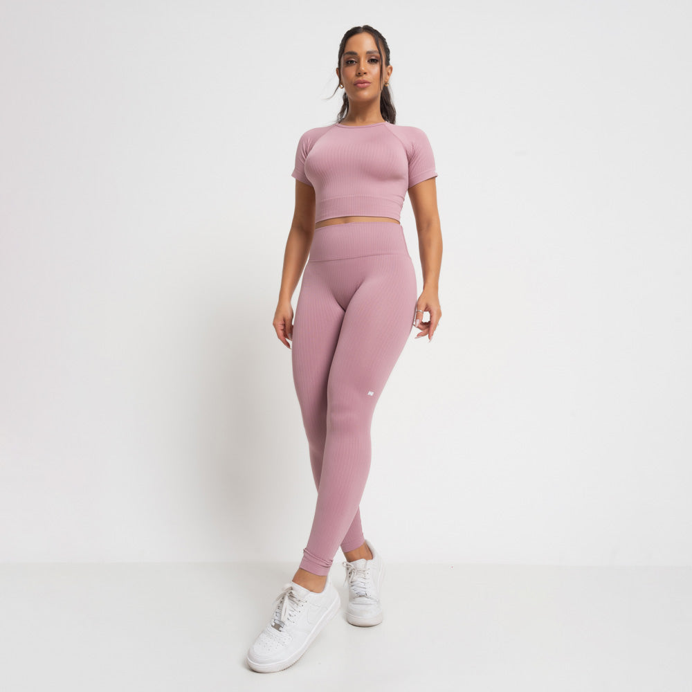 Nazzar Fit Seamless Cappuccino Ribbed Fitness Leggings