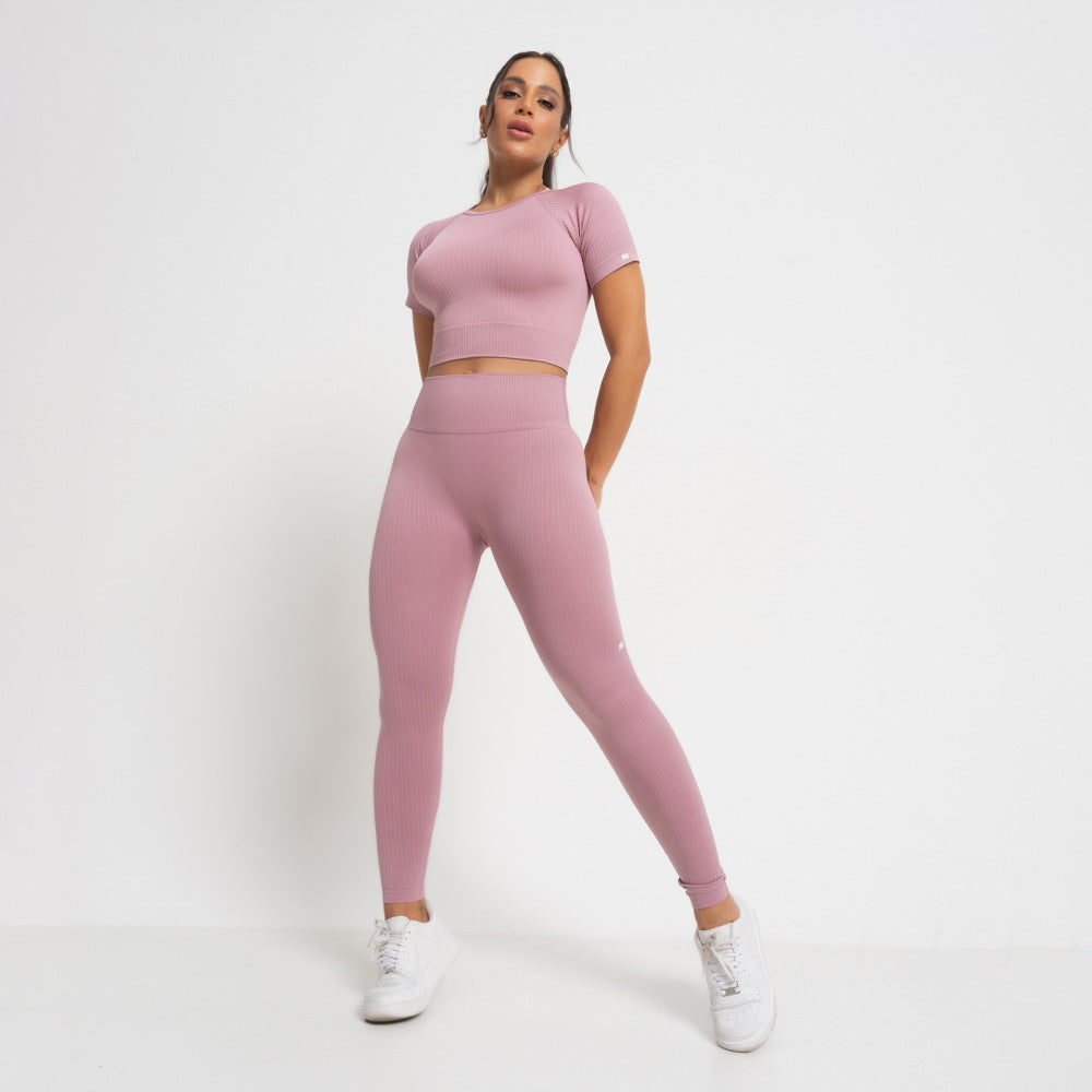 Nazzar Fit Seamless Cappuccino Ribbed Fitness Leggings