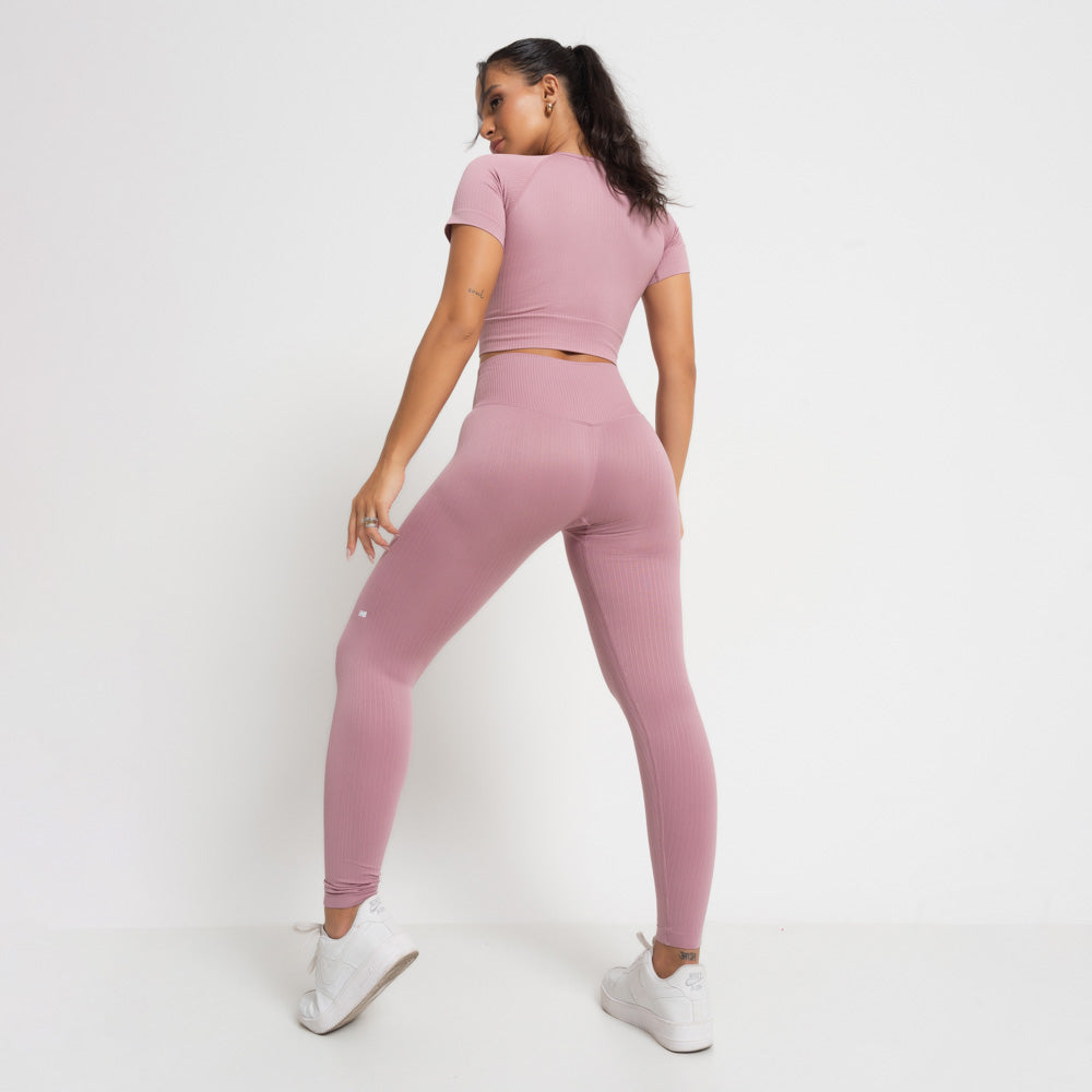 Nazzar Fit Seamless Cappuccino Ribbed Fitness Leggings