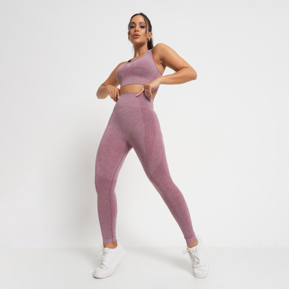 Nazzar Fit Seamless Burgundy Marl Fitness Leggings