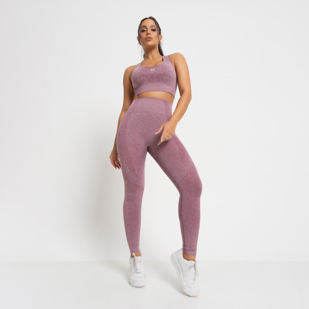 Nazzar Fit Seamless Burgundy Marl Fitness Leggings