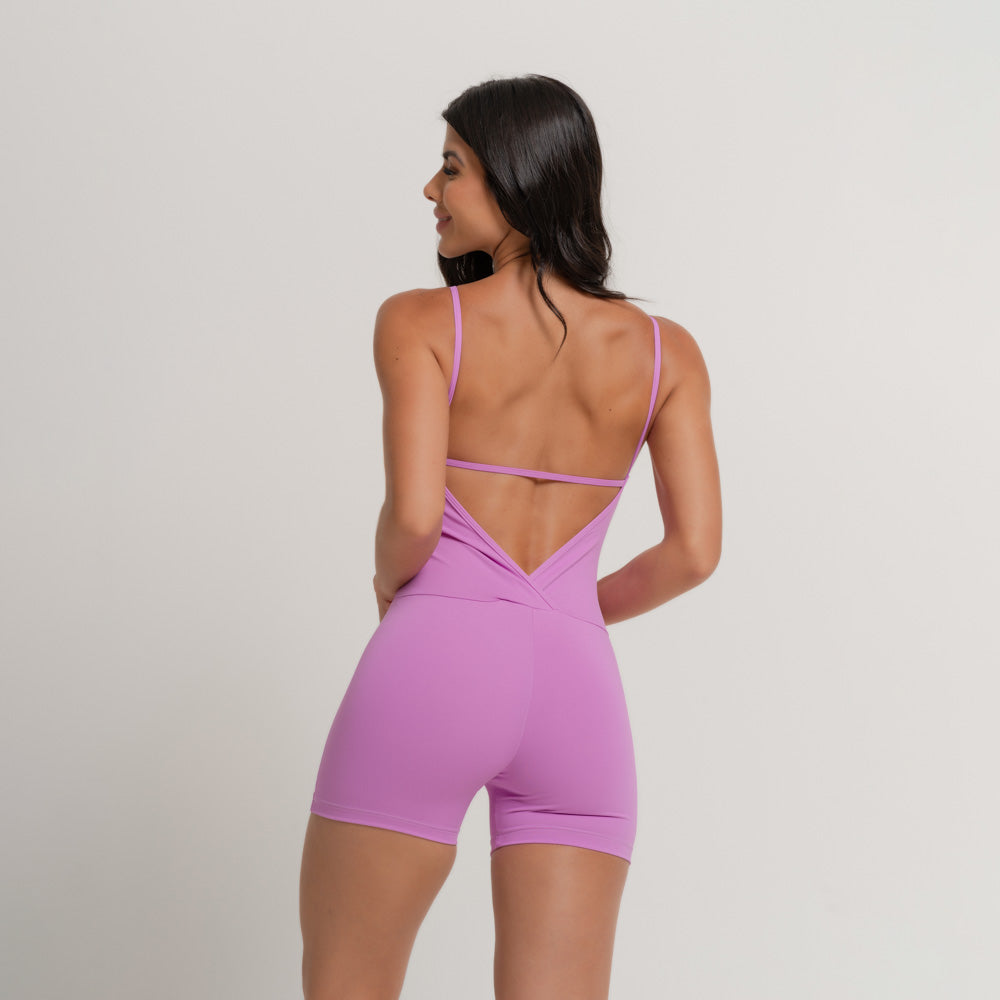 Nazzar Fit Honey Club Lilac V-Neck Fitness Romper