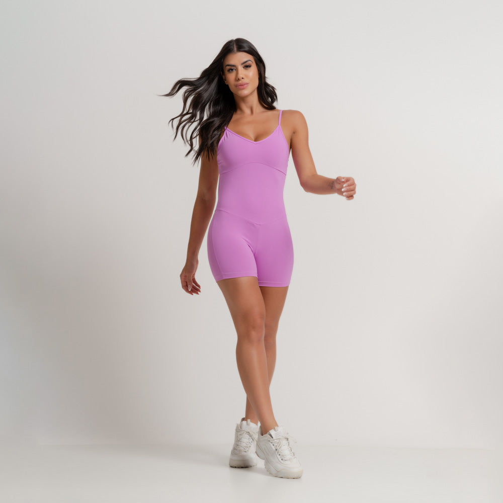 Nazzar Fit Honey Club Lilac V-Neck Fitness Romper