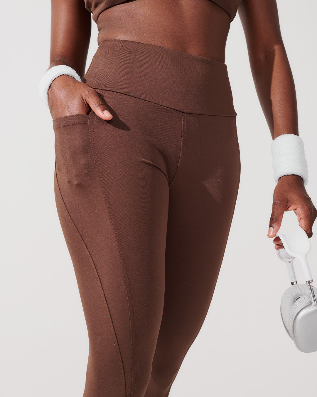Nazzar Fit Brown Café Compression Leggings with Lining