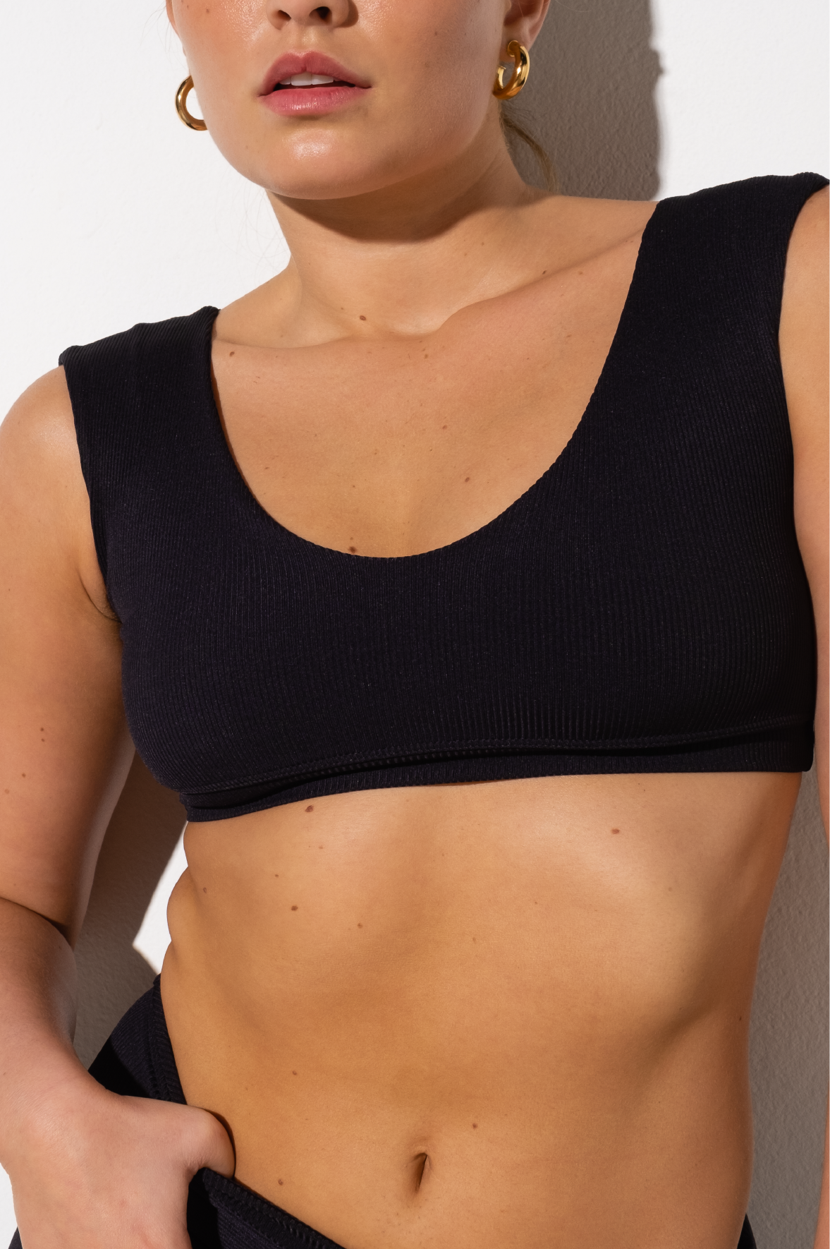 Nazzar Fit Princess Ribbed Black Velvet Crop Top