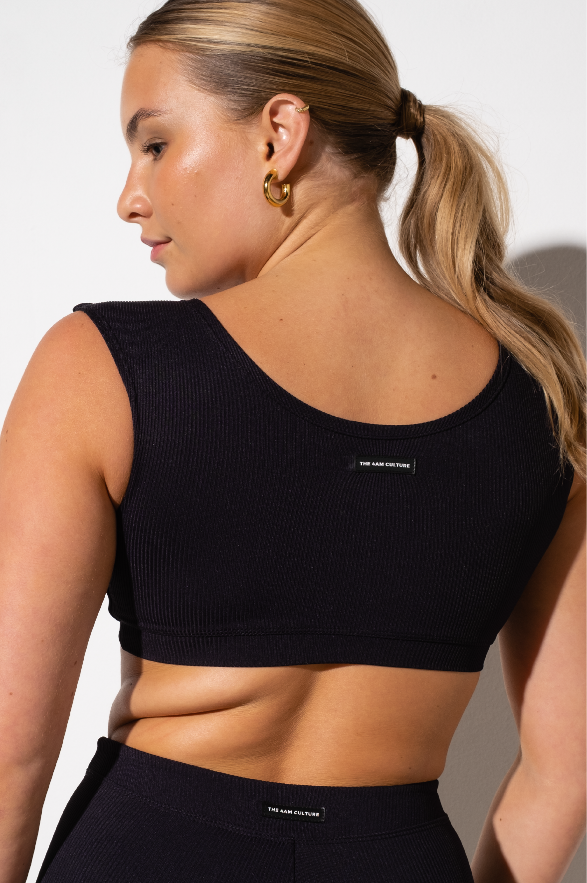 Nazzar Fit Princess Ribbed Black Velvet Crop Top