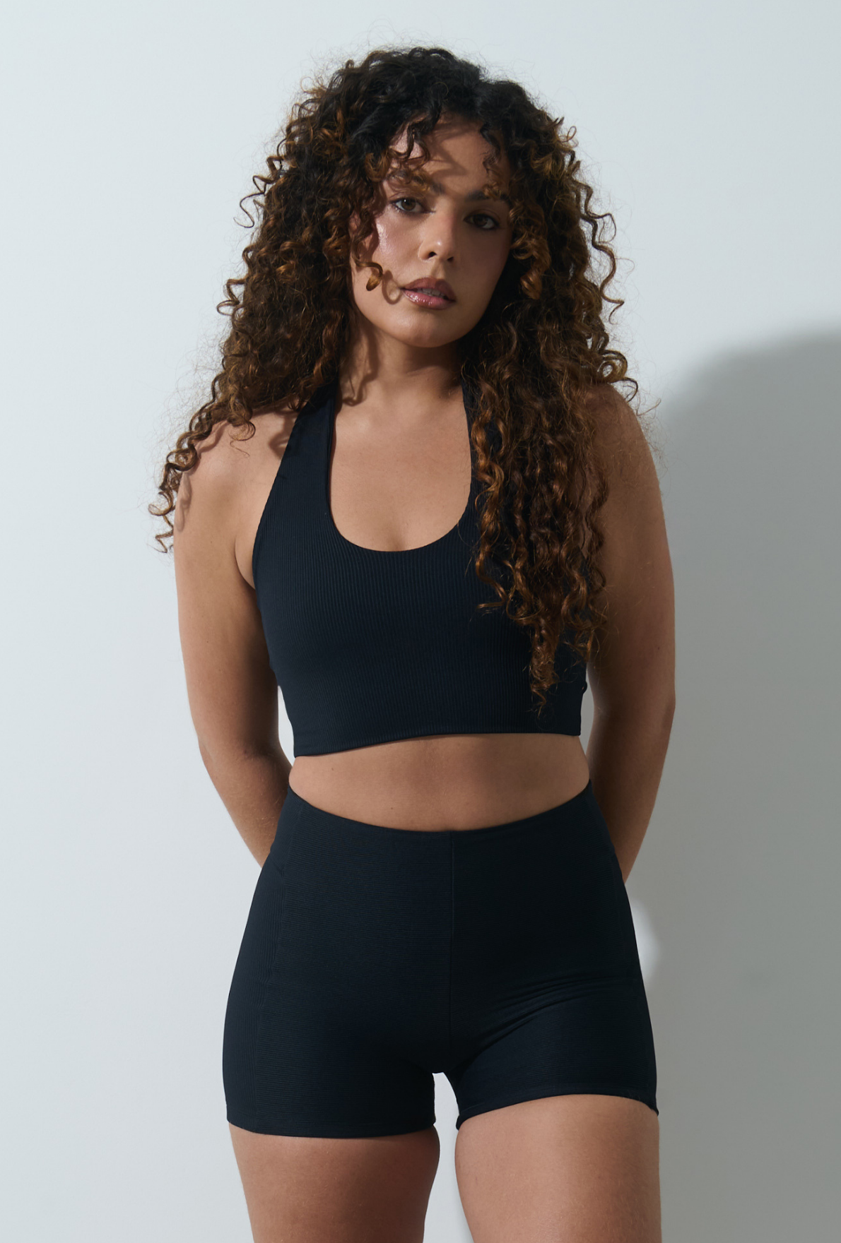 Nazzar Fit Black Velvet Ribbed One‑Shoulder Cropped Top