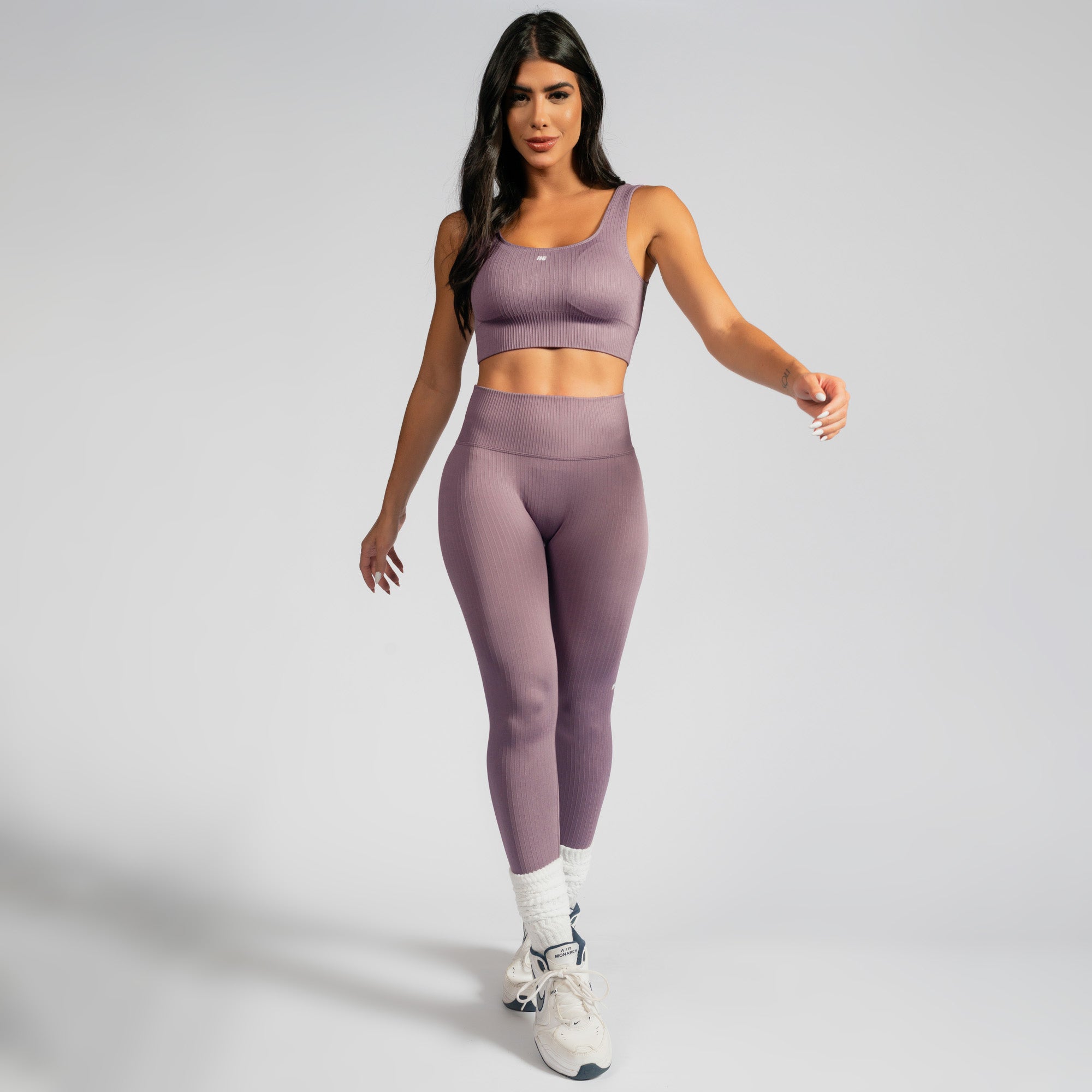 Nazzar Fit Seamless Ribbed Purple Fitness Leggings