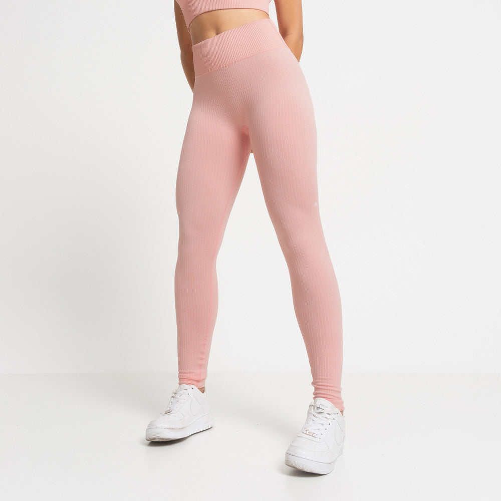 Nazzar Fit Seamless Peach Ribbed Fitness Leggings