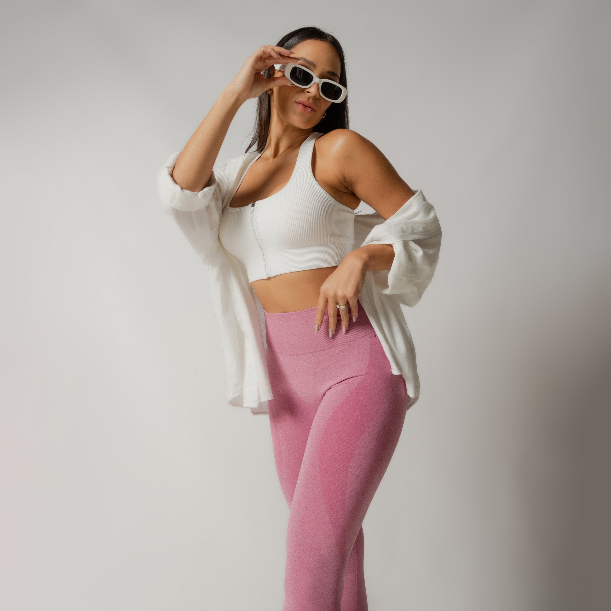 Nazzar Fit Seamless Pink Marl Fitness Leggings