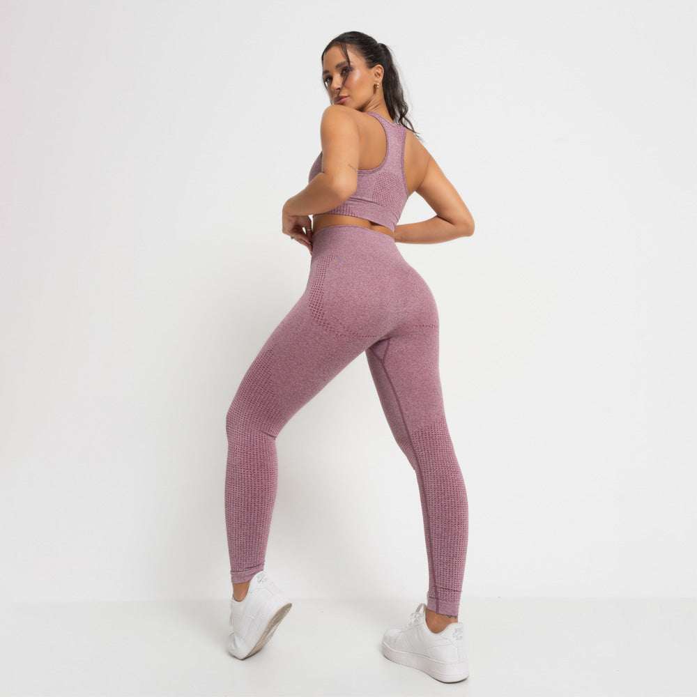 Nazzar Fit Seamless Burgundy Marl Fitness Leggings