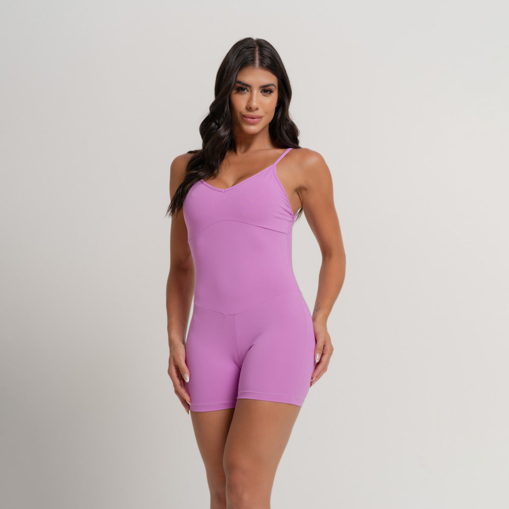Nazzar Fit Honey Club Lilac V-Neck Fitness Romper